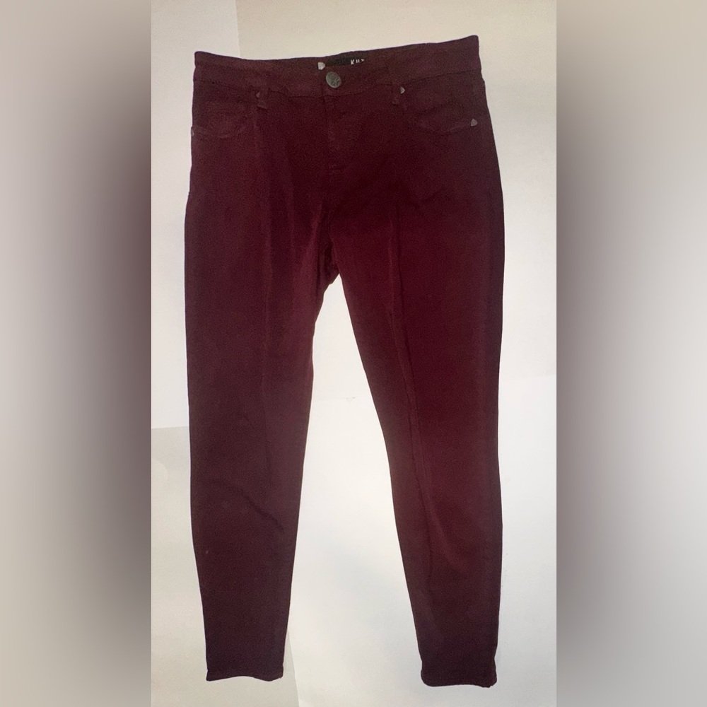 KUT From The Kloth Donna Ankle Skinny Jeans‎ Women's Size 8 Burgundy Red Soft